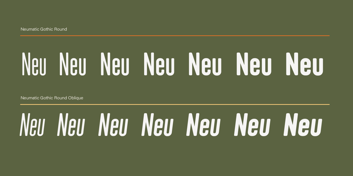Пример шрифта Neumatic Gothic Round Oblique